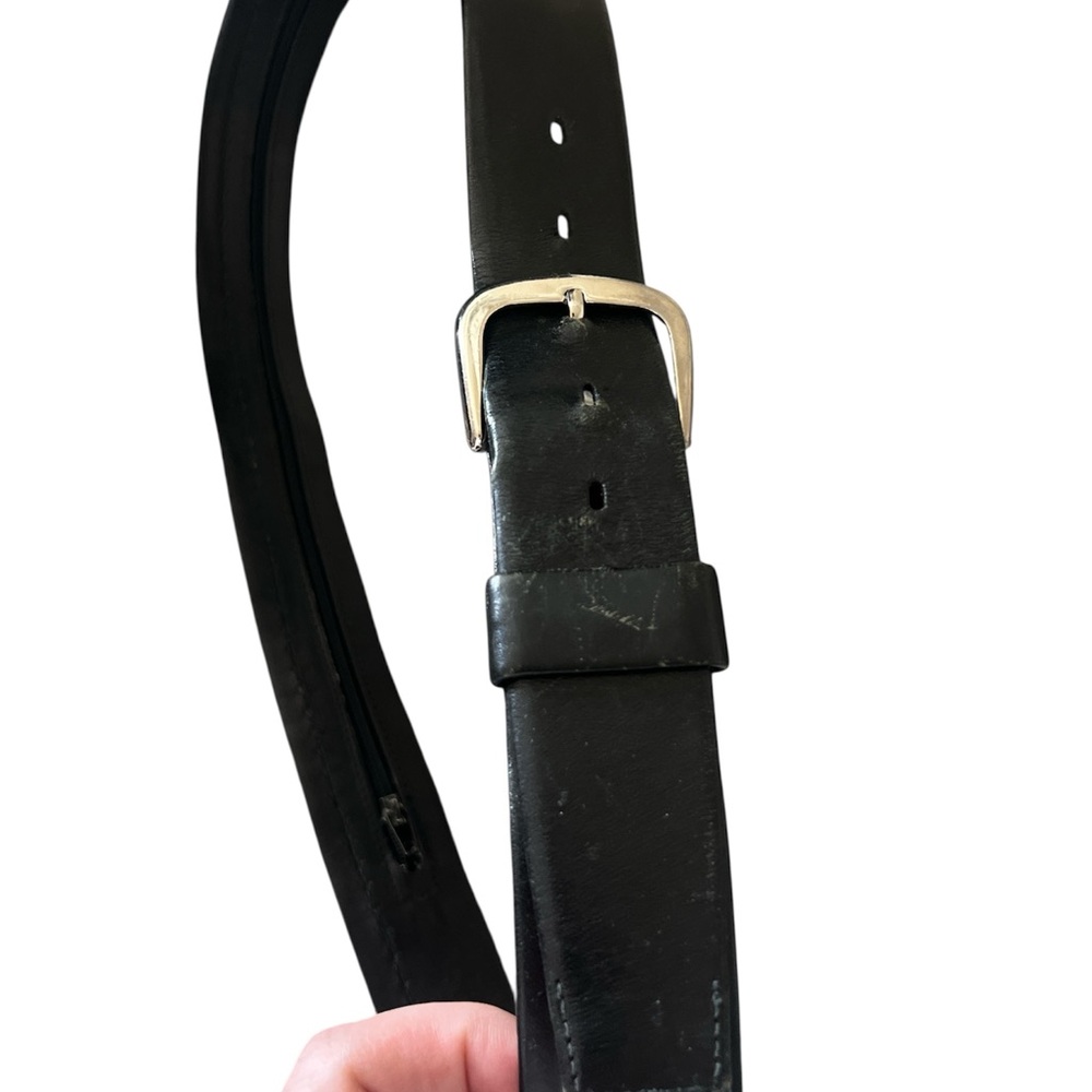 Vintage Miller Black Men’s glove Leather hidden zipper money belt 38